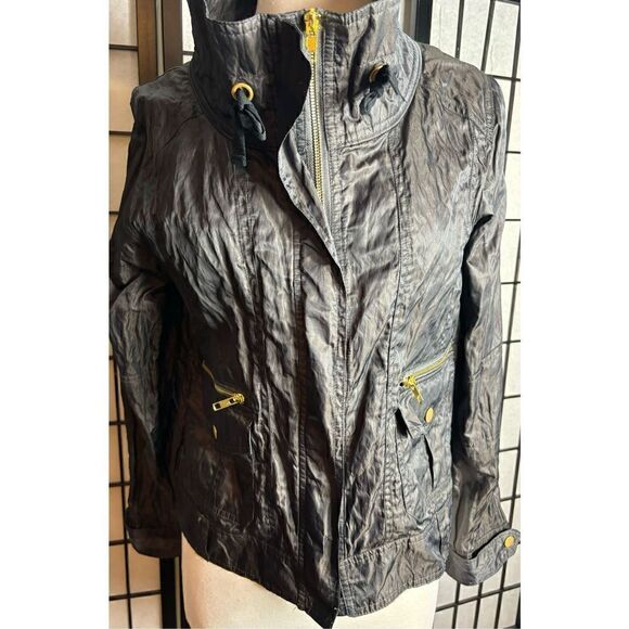 Hollywood Hudson Black Ruched Zip Up Jacket - Picture 3 of 7